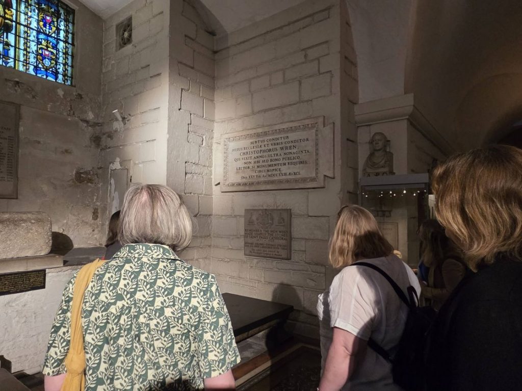 People with their backs to the camera in St Paul's Cathedral