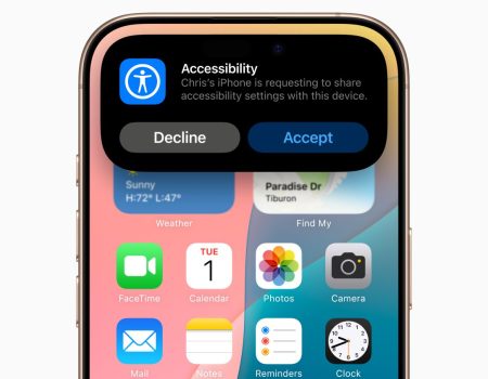 With the new Share Accessibility Settings, Apple users can quickly and temporarily share their accessibility settings with another iPhone or iPad