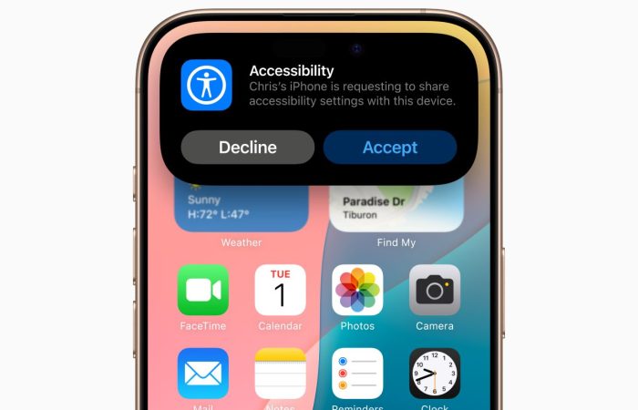 With the new Share Accessibility Settings, Apple users can quickly and temporarily share their accessibility settings with another iPhone or iPad