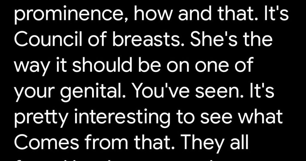 “It’s Council of breasts. She’s the way it be on one of your genital. You’ve seen. It’s pretty interesting to see what Comes from that.”