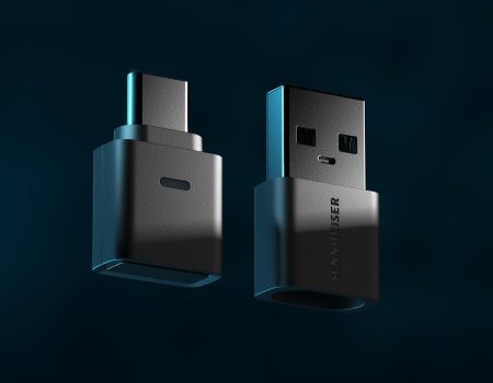 The Sennheiser BTD 700 against a black background