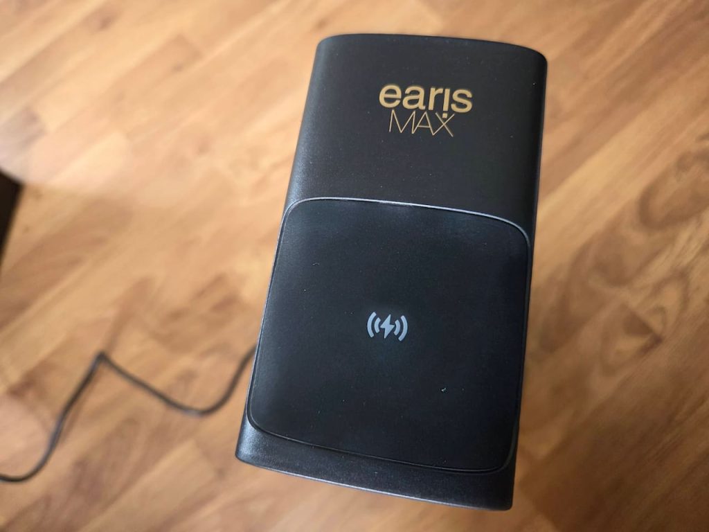 The earisMAX charging cradle.