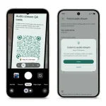 Android phones with QR codes showing how easy it is to share an Auracast