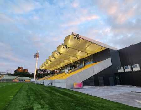 Stadium Taranaki's TSB Stand is among the first in the world to install Auracast Picture: NPDC