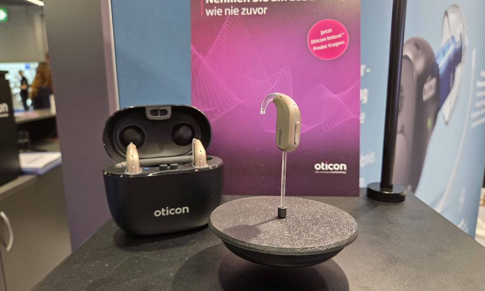 The Oticon Intent miniBTE R on display at EUHA 2025