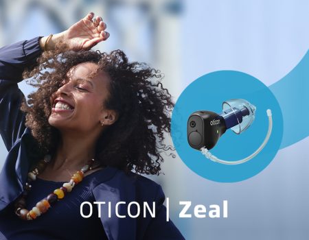 EUHA 2025: Oticon joins the Auracast revolution … and launches Google Fast Pair Oticon launch picture for Oticon Zeal featuring a happy woman dancing with her hand in the air. In a blue swoosh is a picture of the Oticon Zeal which comes with Google Fast Pair