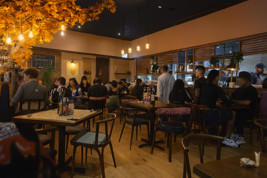 A dining room of a restaurant - the GN Resound Vivias coped well with the noise