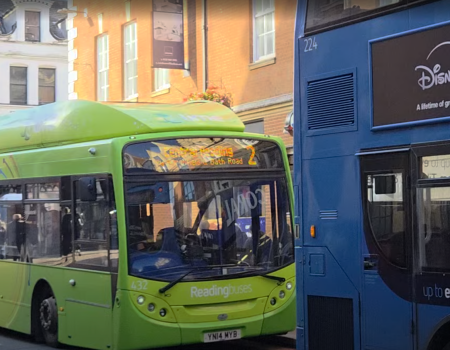 Reading Buses are coloured accorded to their route. Auracast on buses would help make it easier to hear stops