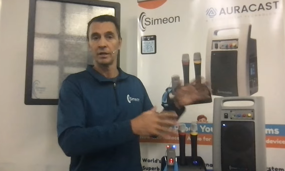 Jason Rude, president of Simeon Canada, introducing the Audita III during a YouTube live stream