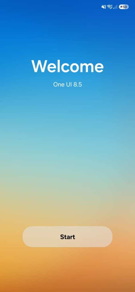 The Samsung One UI 8.5 launch screen